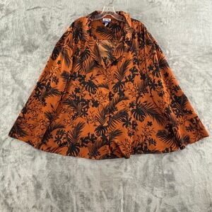 Future Collective Kahlana Barfield Brown Silky Shirt Womens 2X Orange Button Up